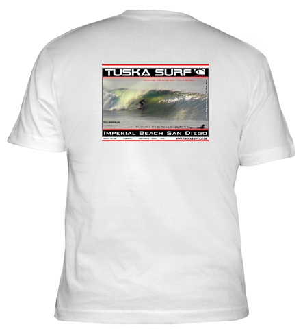 Surfing Tee shirt with surf action photo of Imperial Beach San Diego California USA