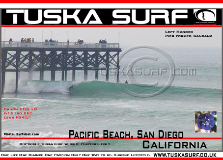 surf and surfing Photo of surfer on tubing wave in Pacific Beach San Diego California USA