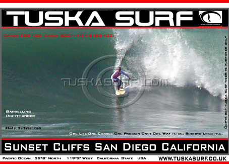 Surf photo of Sunset Cliffs San Deigo California USA, surf and surfing Photo of surfer on tubing wave in Sunset Cliffs San Diego California USA