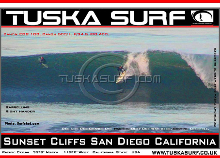 Surf photo of Sunset Cliffs San Deigo California USA, surf and surfing Photo of surfer on tubing wave in Sunset Cliffs San Diego California USA
