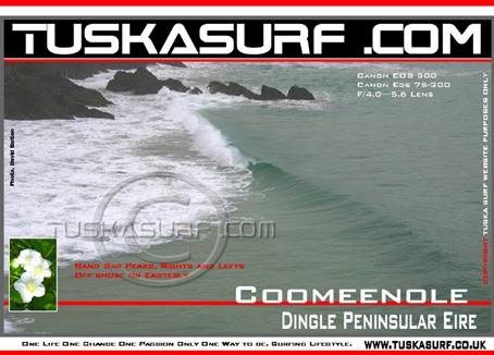 Photo of surf and surfing or shore break at Coomeenole Bay Dingle Peninsular Eire or Ireland