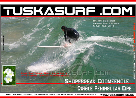Photo of surf and surfing or shore break at Coomeenole Bay Dingle Peninsular Eire or Ireland