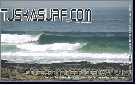 Surf photo of Constantine Reef Padstow cornwall england, Surf and surfing photo of tubing waves on Contantine Bay Reef near Padstow in Cornwall UK.