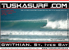 Surf and surfing photo of barrelling wave at Gwithian St. Ives Cornwall UK