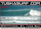 Surf and surfing photo of barrelling wave at Gwithian St. Ives Cornwall UK