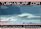 Surf and surfing photo of barrelling wave at Porthtowan Cornwall UK