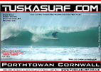 Surf and surfing photo of barrelling wave at Porthtowan Cornwall UK