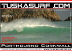 Surf and surfing photo of barrelling wave at Gwithian Porthcurno Cornwall UK