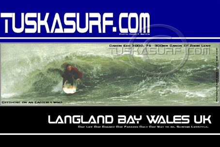 Surf T shirt with photo graphic of Langland Bay surf