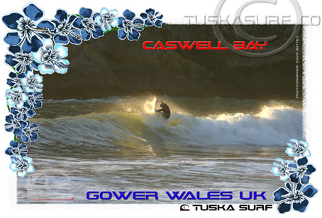 Surf photo of Caswell Bay Gower on a Tee shirt