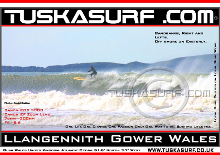 Surf photo of Llangennith on the Gower on Tee shirts and Hoods