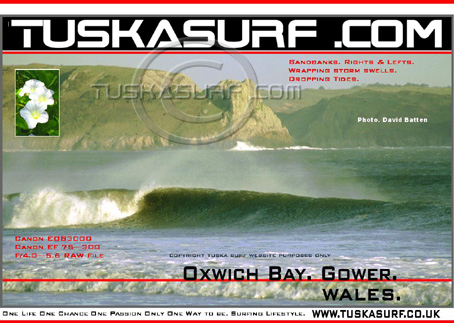Photo of surf and surfing waves from Oxwich Bay near swansea 