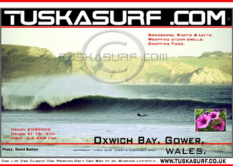 Photo of surf and surfing waves from Oxwich Bay near swansea 