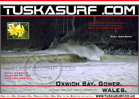 Photo of surf and surfing waves from Oxwich Bay near swansea 