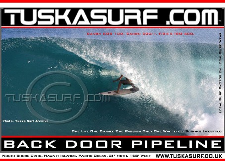 Photo of surf and surfing wave tubing at Backdoor Pipeline  Hawaii