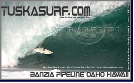 Photo of surf and surfing wave tubing at Banzai Pipeline Oaho Hawaii