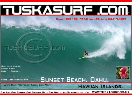 Photo of surf and surfing wave tubing at Sunset Beach Oaho Hawaii