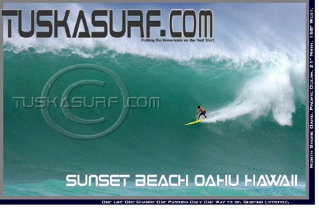Photo of surf and surfing wave tubing at WSunset Beach Oahu Hawaii