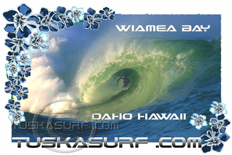Surf clothing from Hawaii with  wave tubing at Wiamea Bay Oaho Hawaii
