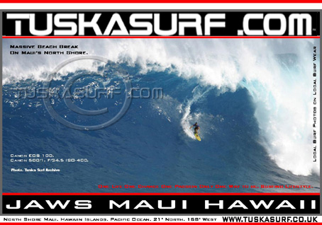 Photo of surf and surfing wave tubing at Jaws Maui Hawaii