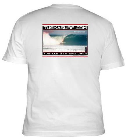 Surf T shirt with surf photo of turtles Java Indo