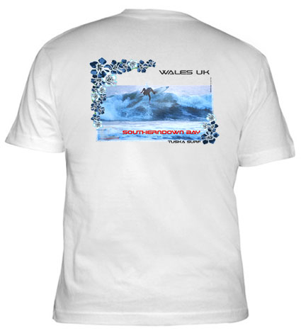 Surf Tee shirt with surf action artwork.