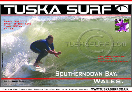 Photo of surf and surfing waves in Southerndown Bay Wales UK