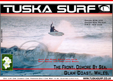 Photo of Nathan Phillips pulling the biggest Aerial ever while surfing waves in Ogmore by Sea Wales UK