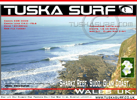 Photo of surf and surfing waves in Southerndown Bay Wales UK