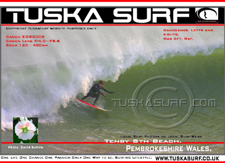 Photo of surf and surfing waves  in  Tenby South Beach Pembrokeshire Wales UK