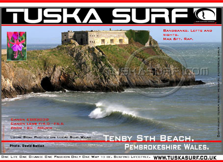 Photo of surf and surfing waves  in  Tenby South Beach Pembrokeshire Wales UK