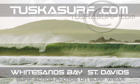 SURFING WHITESANDS BAY PEMBROKESHIRE WALES UK ON A SURF T SHIRT