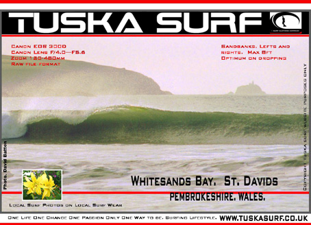 Photo of surf and surfing waves  in  Whitesands Bay  St. David Pembrokeshire Wales UK