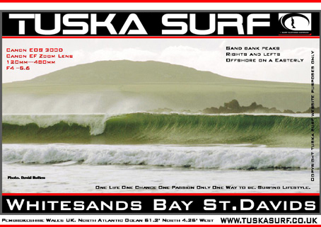 Photo of surf and surfing waves  in  Whitesands Bay  St. Davids  North Pembrokeshire Wales UK
