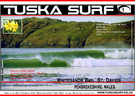 Photo of surf and surfing waves  in  Whitesands Bay  St. David Pembrokeshire  Wales UK
