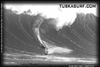 Photo of huge tubing surf and surfing wave at Sunset Beach Oaho Hawaii